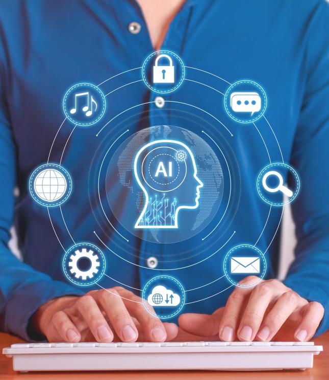 Increasing productivity, efficiency and AI-enhanced workflow solutions. Vertical photo.